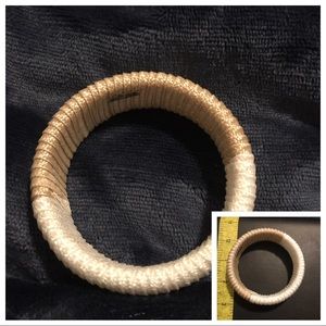 Tan & White Thread Color Block Wrapped Bracelet